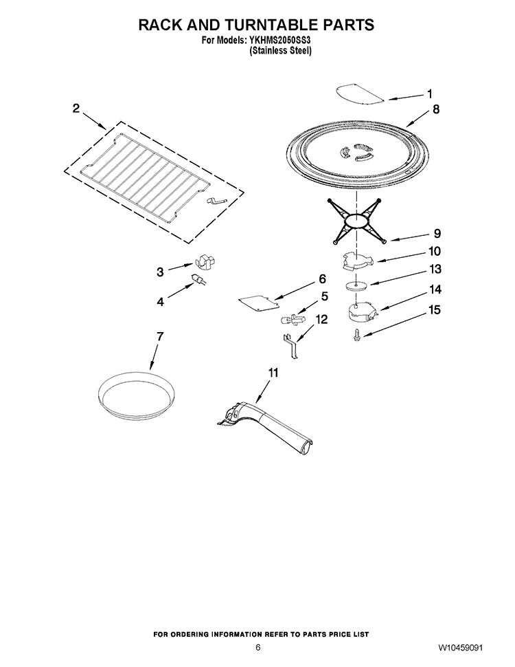 RACK AND TURNTABLE PARTS Diagram and Parts List for YKHMS2050SS3  KitchenAid Microwave