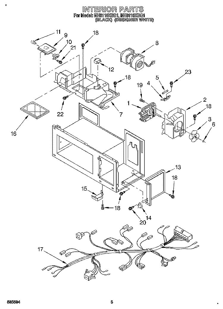 INTERIOR, LIT/OPTIONAL Diagram and Parts List for MH6110XBQ1  Whirlpool Microwave