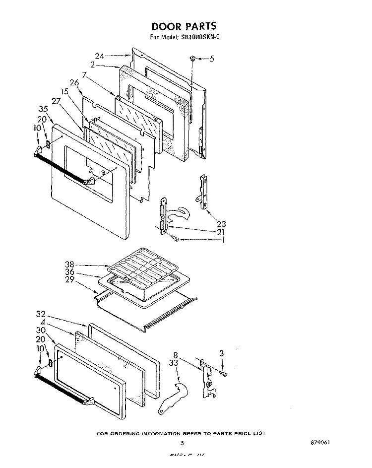 SECTION Diagram and Parts List for SB1000SKN0  Whirlpool Wall Oven