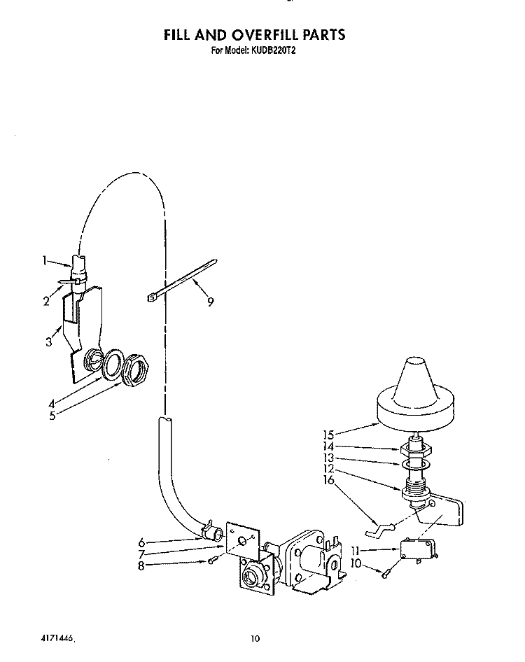 FILL AND OVERFILL Diagram and Parts List for KUDB220T2  KitchenAid Dishwasher