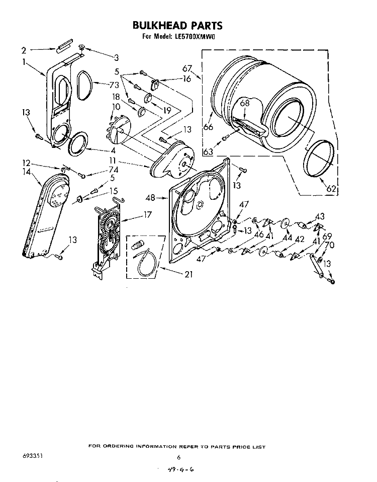 SECTION Diagram and Parts List for LE5700XMW0  Whirlpool Dryer