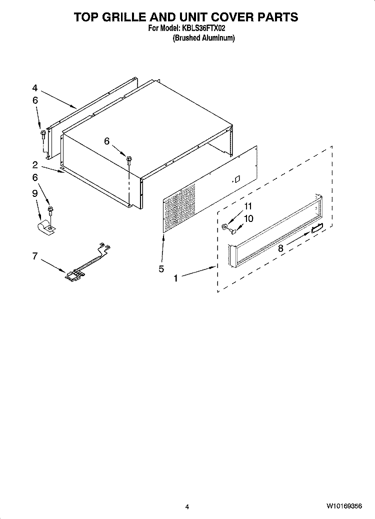 TOP GRILLE AND UNIT COVER PARTS Diagram and Parts List for KBLS36FTX02  KitchenAid Refrigerator