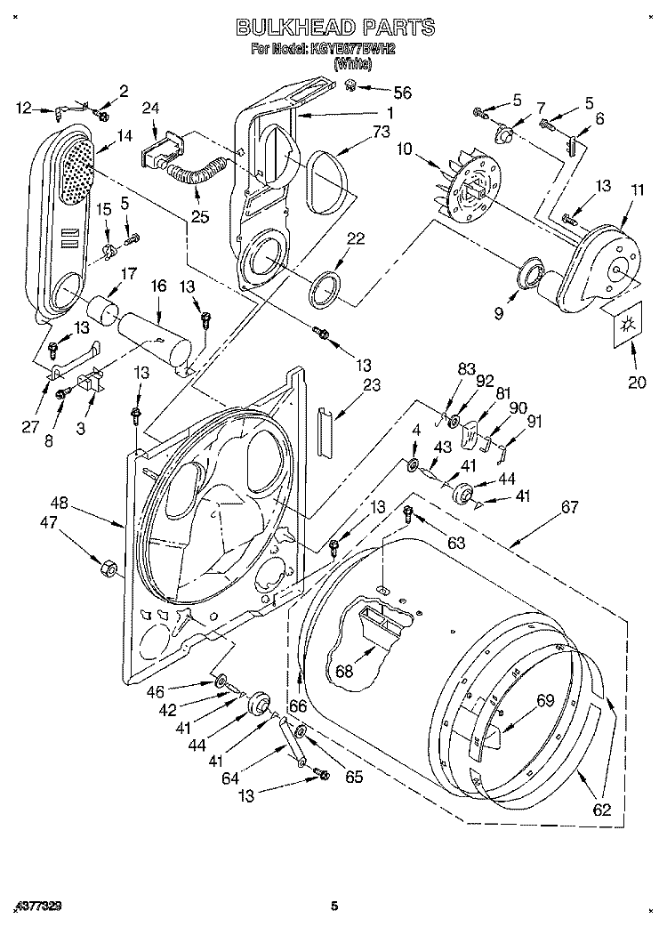 BULKHEAD Diagram and Parts List for KGYE677BWH2  KitchenAid Dryer