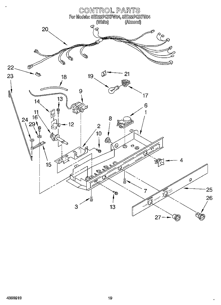 CONTROL, OPTIONAL Diagram and Parts List for 8ED22PQXFW04  Whirlpool Refrigerator