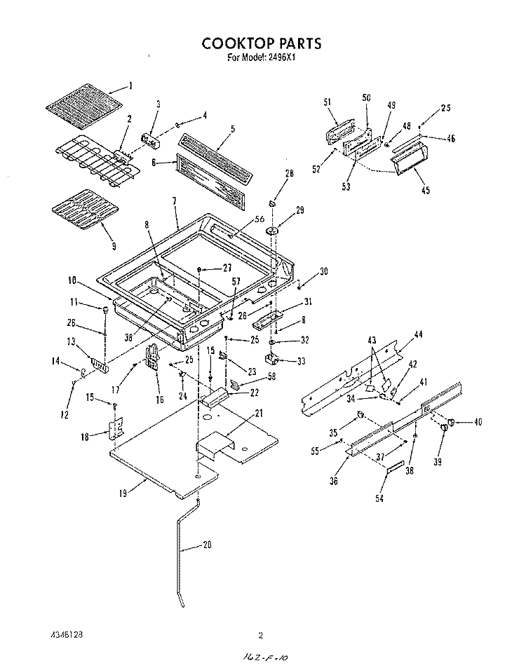 COOK TOP Diagram and Parts List for 2496^1  Whirlpool Range