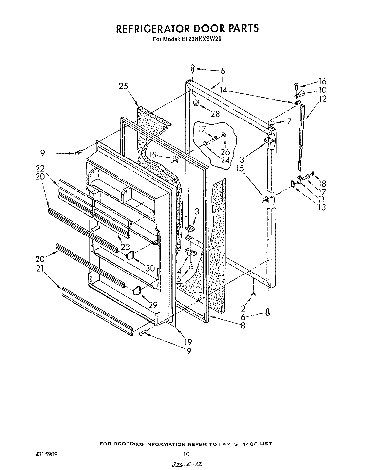 REFRIGERATOR DOOR , LIT/OPTIONAL Diagram and Parts List for ET20NKXSW20  Whirlpool Refrigerator