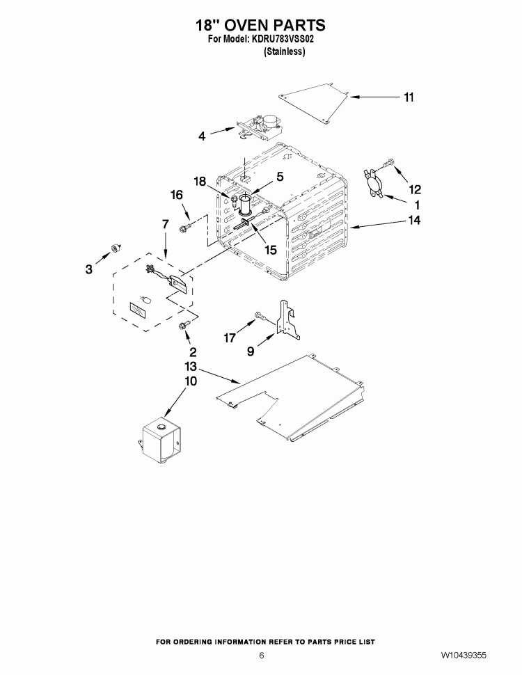 18`` OVEN PARTS Diagram and Parts List for KDRU783VSS02  KitchenAid Range