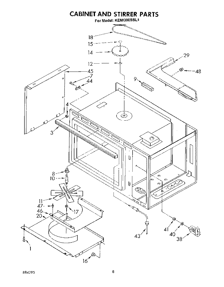 CABINET AND STIRRER Diagram and Parts List for KEMI300SBL1  KitchenAid Microwave Oven Combo