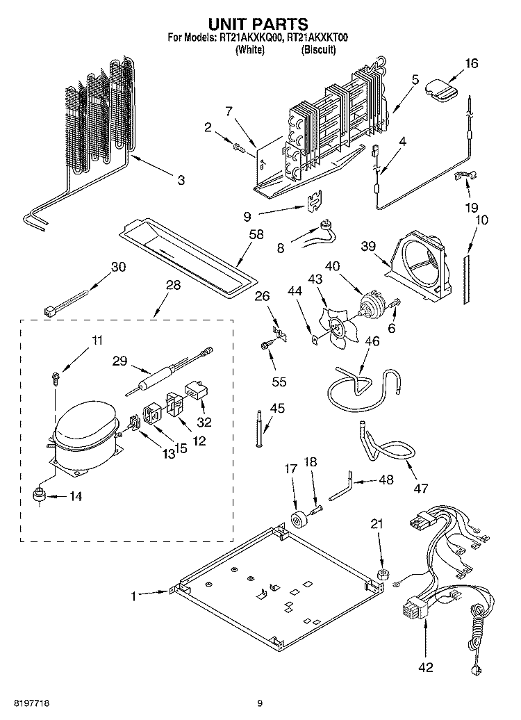 UNIT, OPTIONAL Diagram and Parts List for RT21AKXKT00  Roper Refrigerator