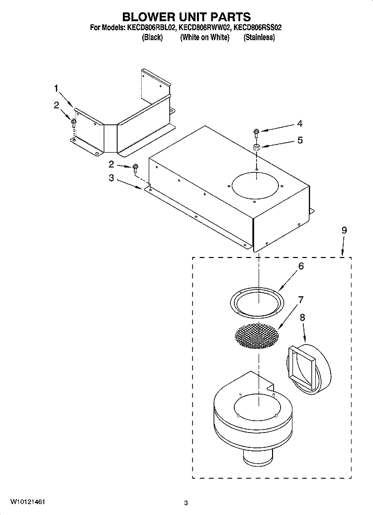 BLOWER UNIT PARTS, OPTIONAL PARTS Diagram and Parts List for KECD806RSS02  KitchenAid Cooktop