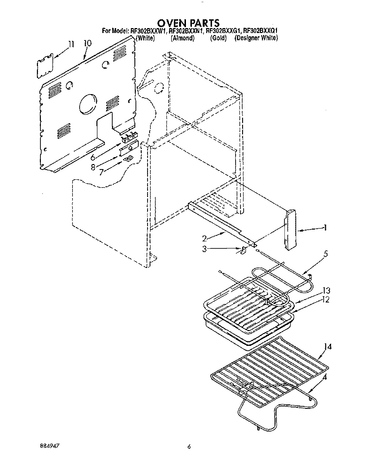 OVEN (2), OPTIONAL Diagram and Parts List for RF302BXXN1  Whirlpool Range