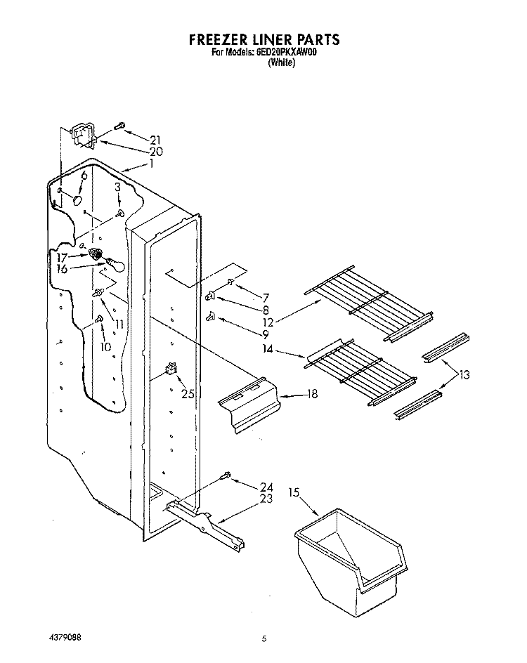 FREEZER LINER Diagram and Parts List for 6ED20PKXAW00  Whirlpool Refrigerator