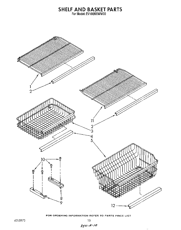 SHELF AND BASKET Diagram and Parts List for EV190NXWN00  Whirlpool Freezer