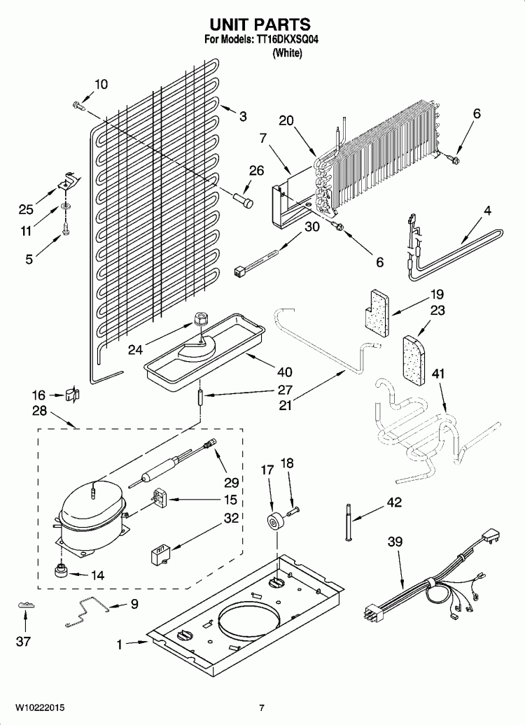 UNIT PARTS Diagram and Parts List for TT16DKXSQ04  Estate Refrigerator