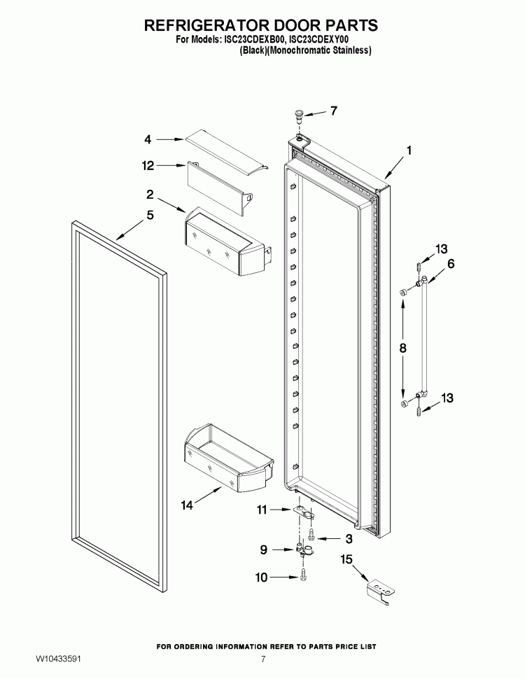 REFRIGERATOR DOOR PARTS Diagram and Parts List for ISC23CDEXY00  Whirlpool Refrigerator