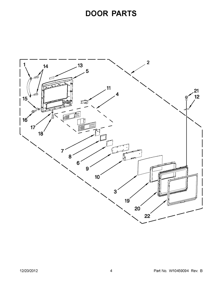 DOOR PARTS Diagram and Parts List for KHMS2056SSS3  KitchenAid Microwave