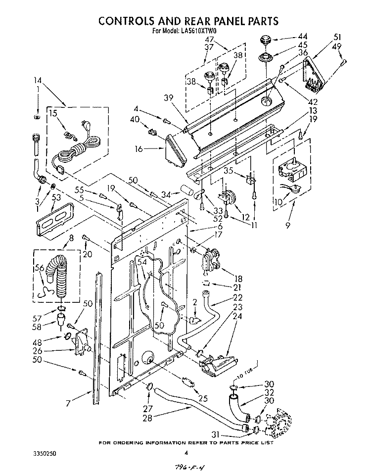 CONTROLS AND REAR PANEL Diagram and Parts List for LA5610XTN0  Whirlpool Washer