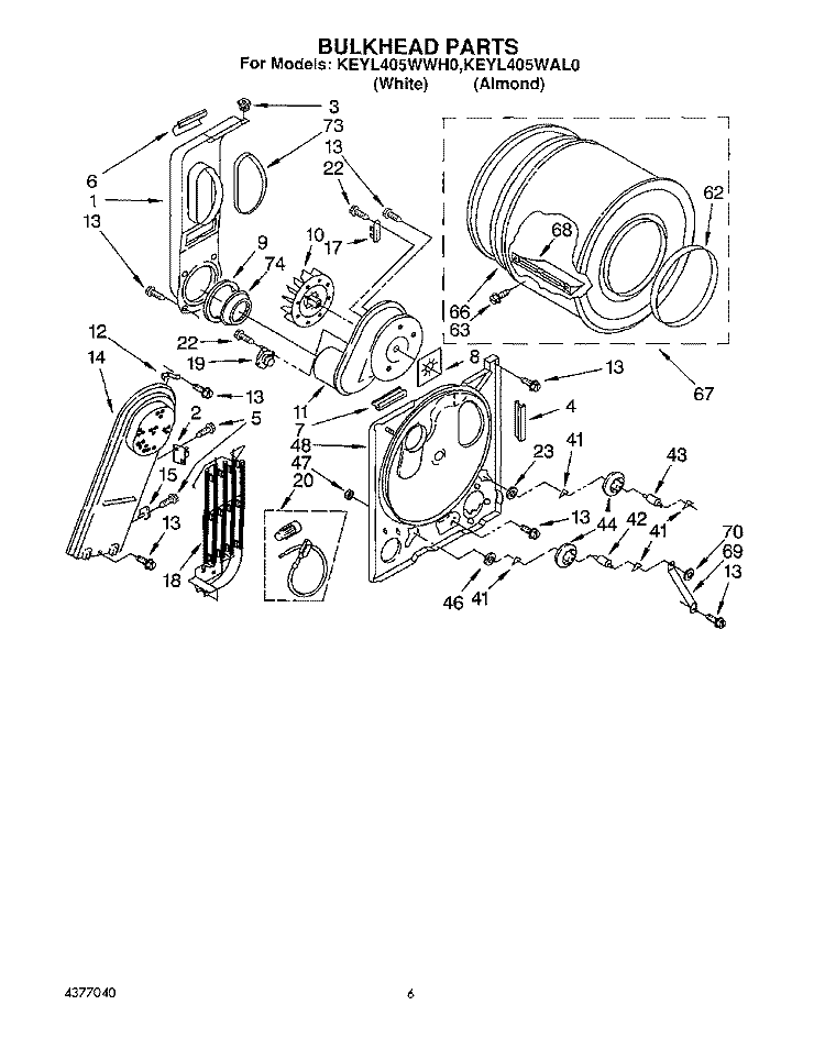 SECTION Diagram and Parts List for KEYL405WAL0  KitchenAid Dryer