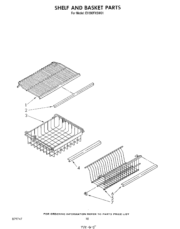SHELF AND BASKET Diagram and Parts List for EV190FXSW01  Whirlpool Freezer