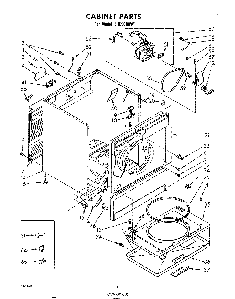 SECTION Diagram and Parts List for LHE9800W1  Whirlpool Dryer