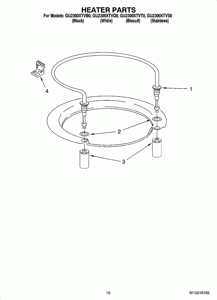 HEATER PARTS Diagram and Parts List for GU2300XTVQ0  Whirlpool Dishwasher