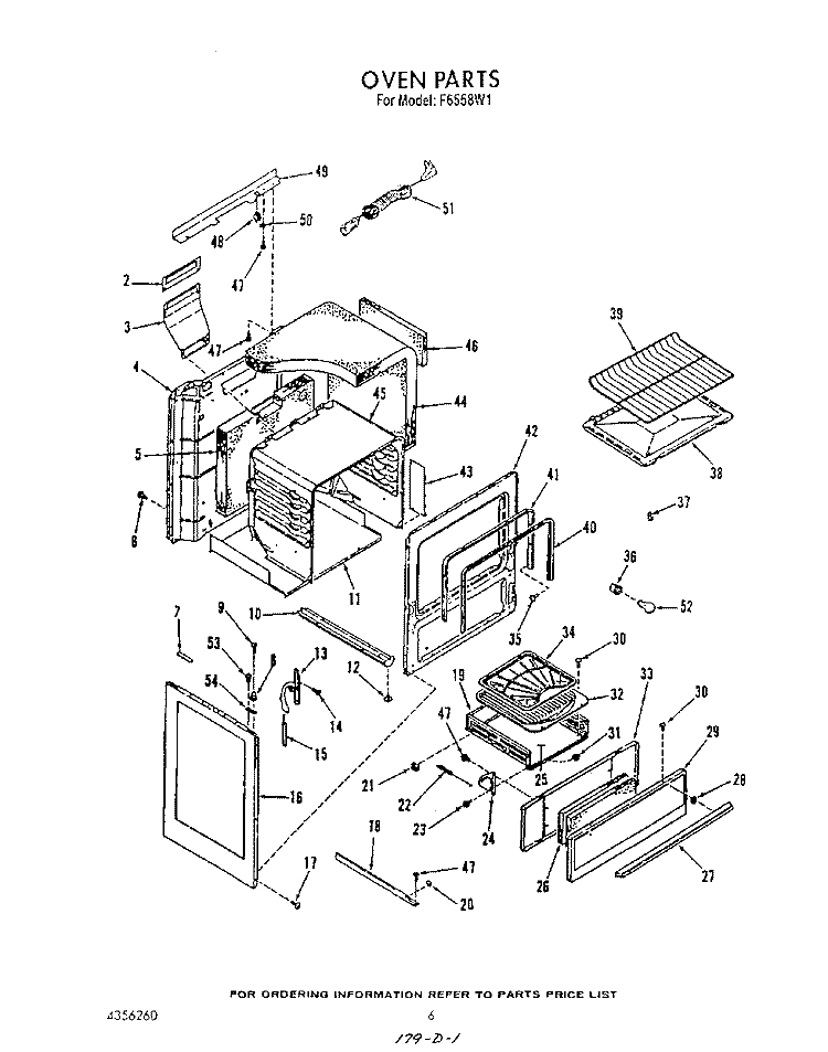 OVEN Diagram and Parts List for F6558^1  Whirlpool Range