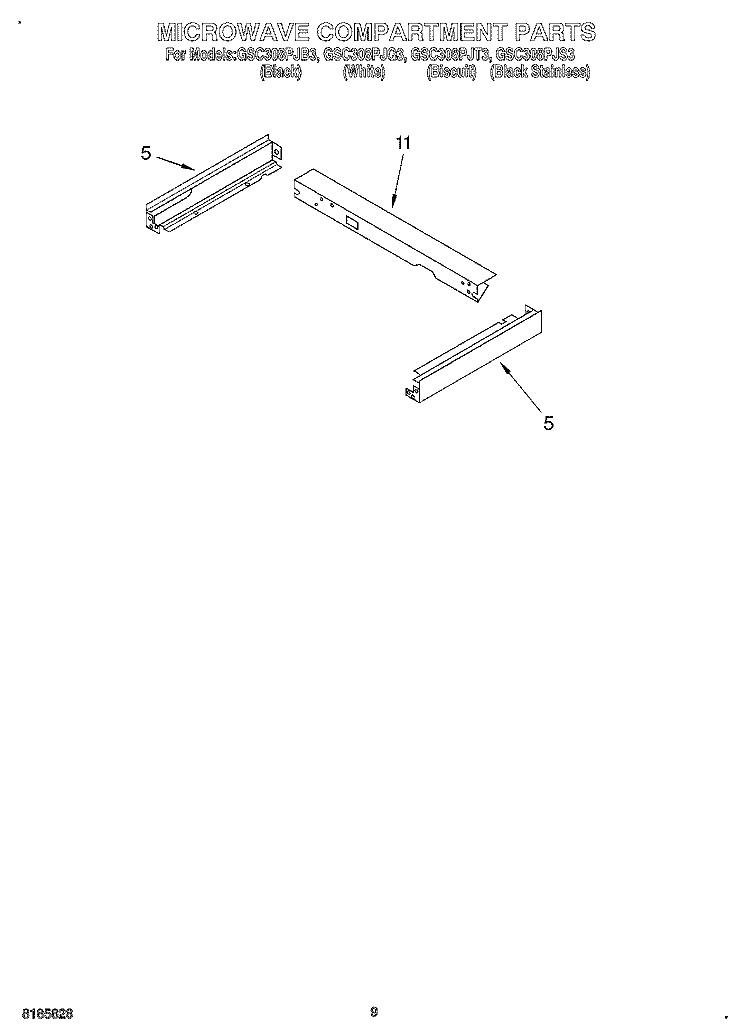 MICROWAVE COMPARTMENT Diagram and Parts List for GSC308PJS3  Whirlpool Microwave Oven Combo