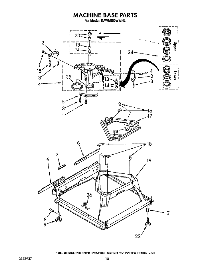 MACHINE BASE Diagram and Parts List for KAWE660WWH2  KitchenAid Washer