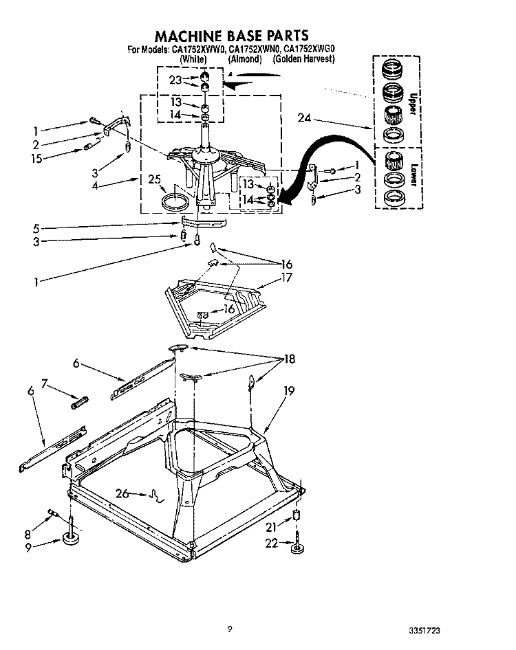 MACHINE BASE Diagram and Parts List for CA1752XWN0  Whirlpool Washer