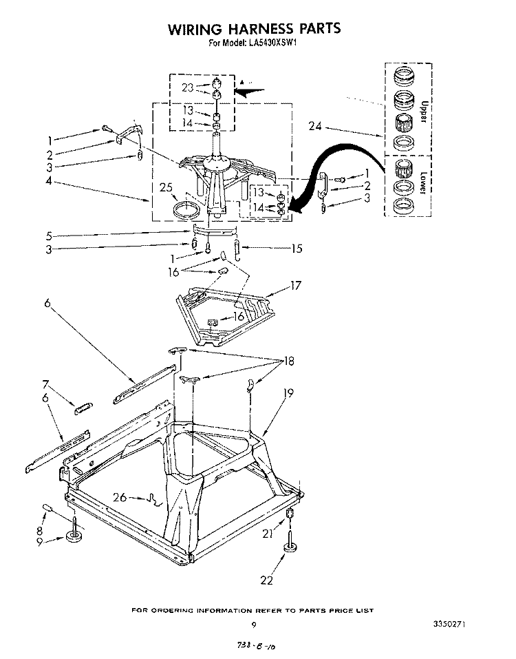 WIRING HARNESS Diagram and Parts List for LA5430XSW1  Whirlpool Washer