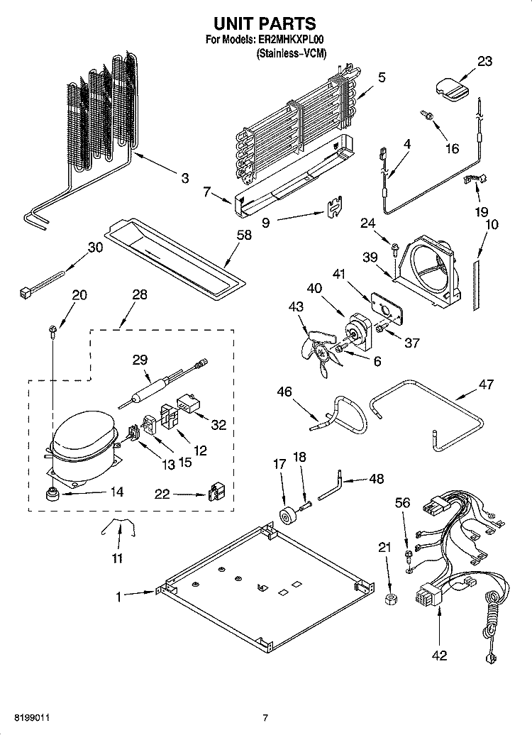 UNIT PARTS Diagram and Parts List for ER2MHKXPL00  Whirlpool Refrigerator