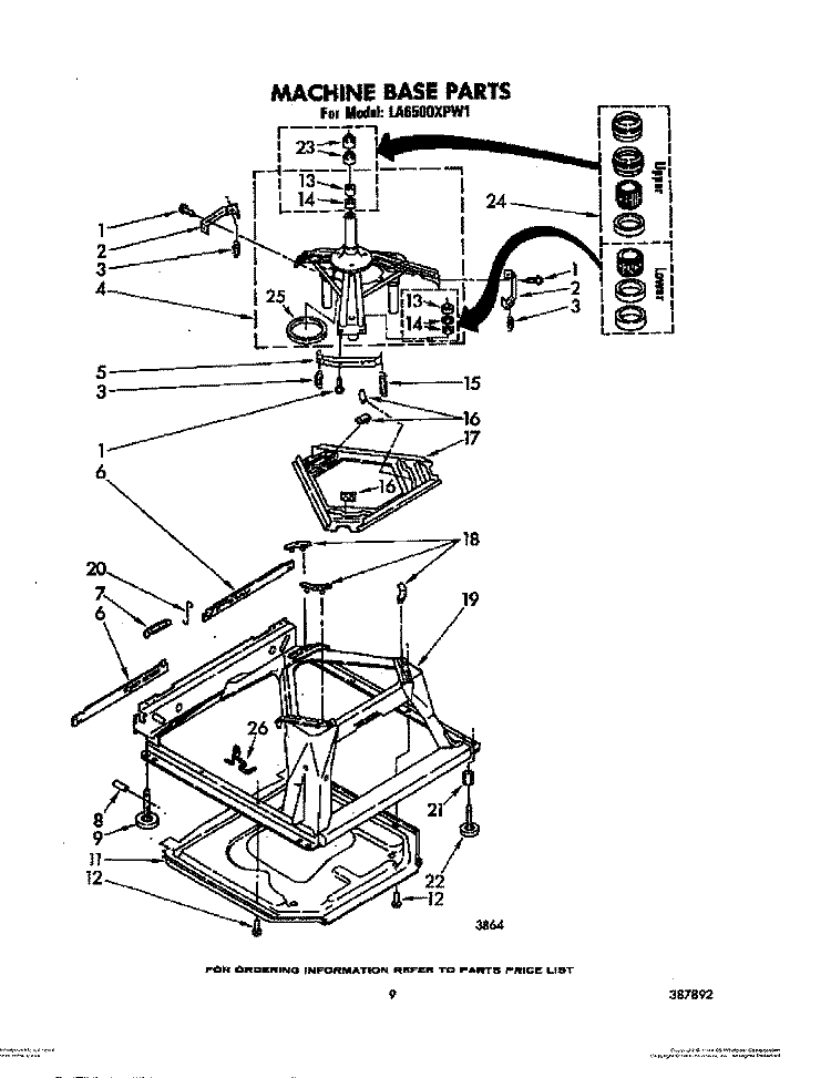 MACHINE BASE Diagram and Parts List for LA6500XPW1  Whirlpool Washer
