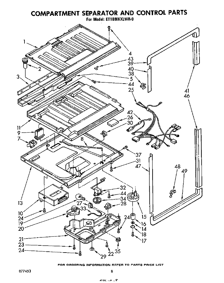 COMPARTMENT SEPARATOR AND CONTROL Diagram and Parts List for ET18MKXLWR0  Whirlpool Refrigerator