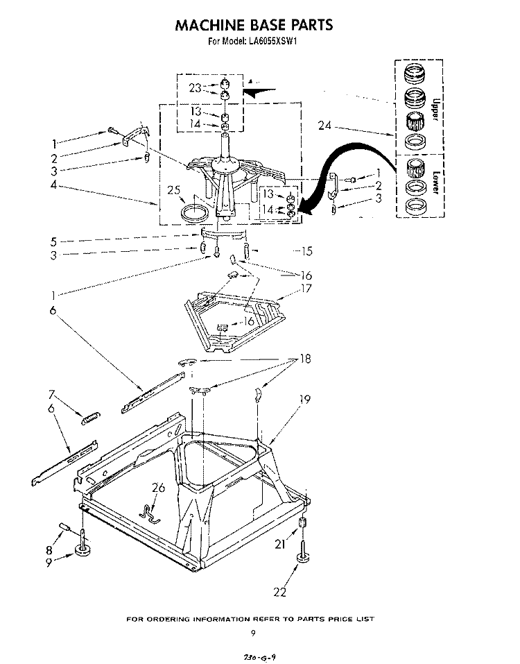 MACHINE BASE Diagram and Parts List for LA6055XSW1  Whirlpool Washer