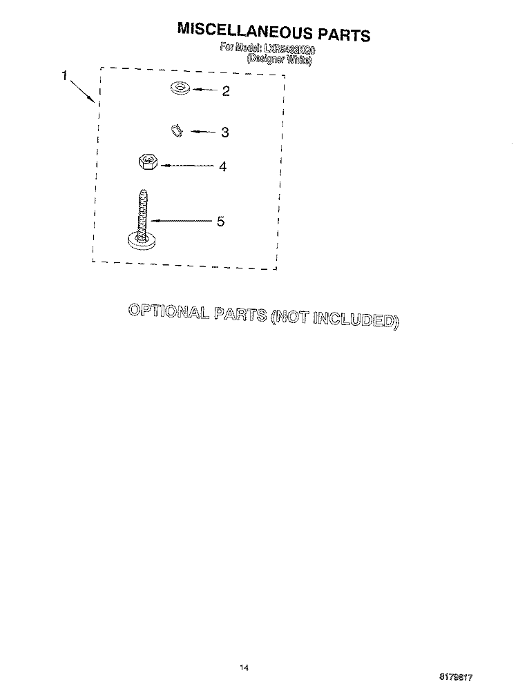 MISCELLANEOUS, OPTIONAL Diagram and Parts List for LXR5432KQ0  Whirlpool Washer