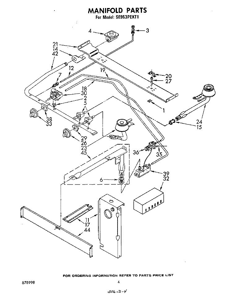 MANIFOLD Diagram and Parts List for SE953PEKT1  Whirlpool Range