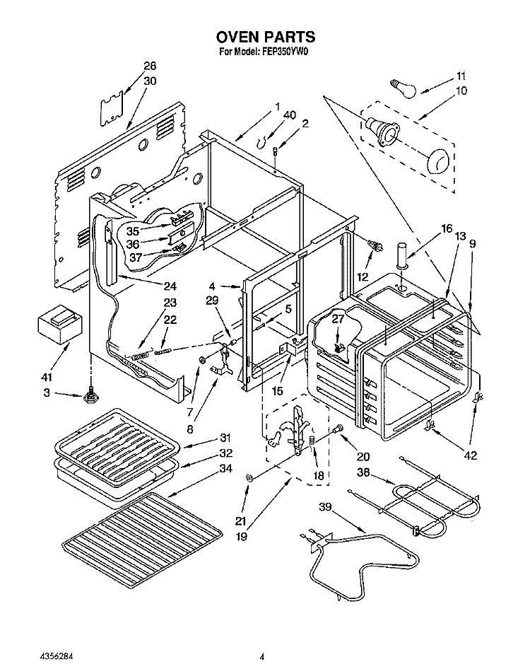 OVEN Diagram and Parts List for FEP350YL0  Roper Range