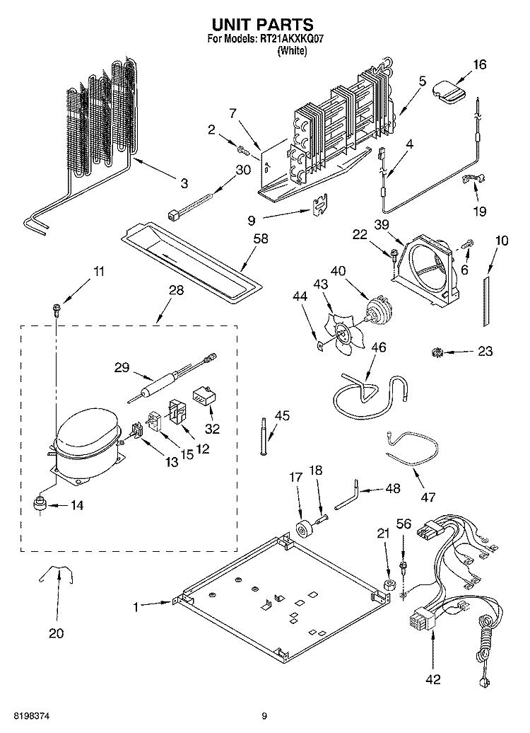 UNIT, OPTIONAL Diagram and Parts List for RT21AKXKQ07  Roper Refrigerator