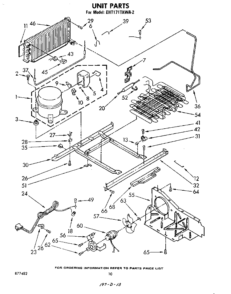 UNIT Diagram and Parts List for EHT171TKWR2  Whirlpool Refrigerator