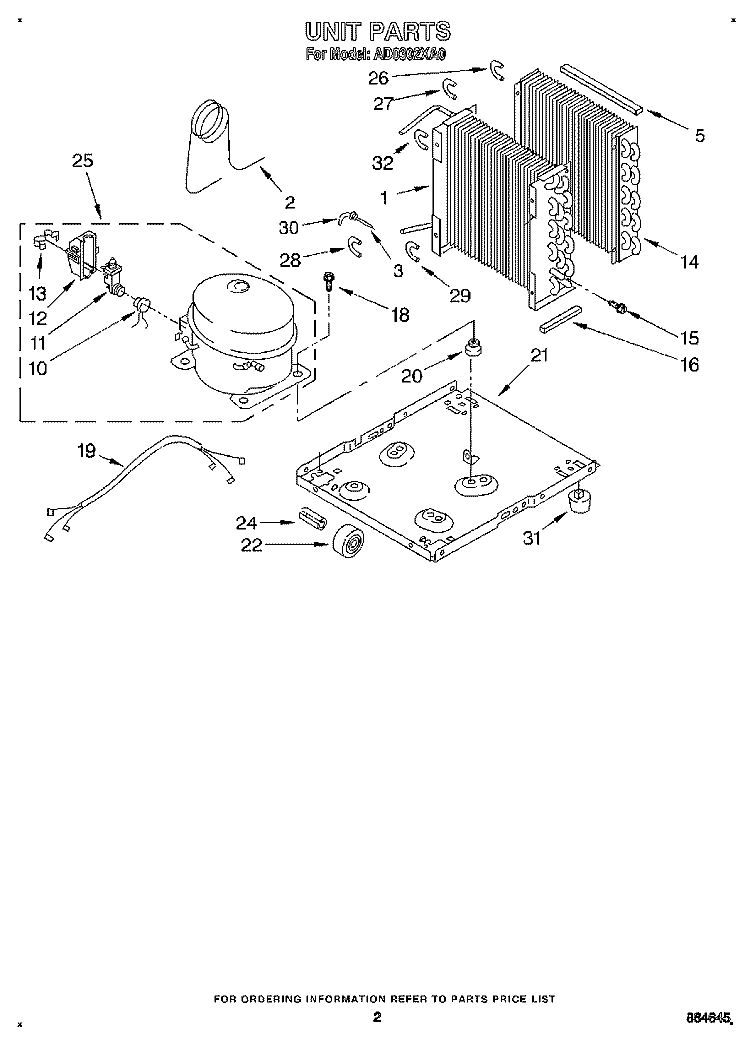 SECTION Diagram and Parts List for AD0302XA0  Whirlpool Dehumidifier