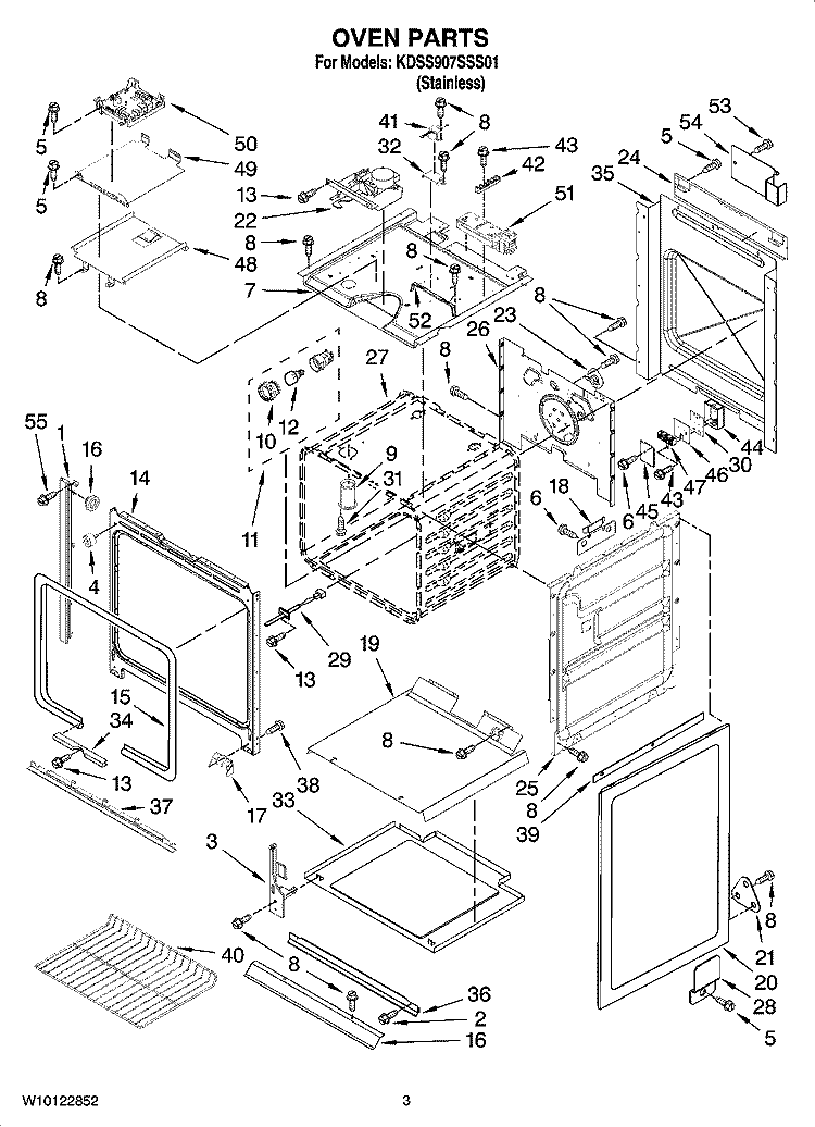OVEN PARTS Diagram and Parts List for KDSS907SSS01  KitchenAid Range