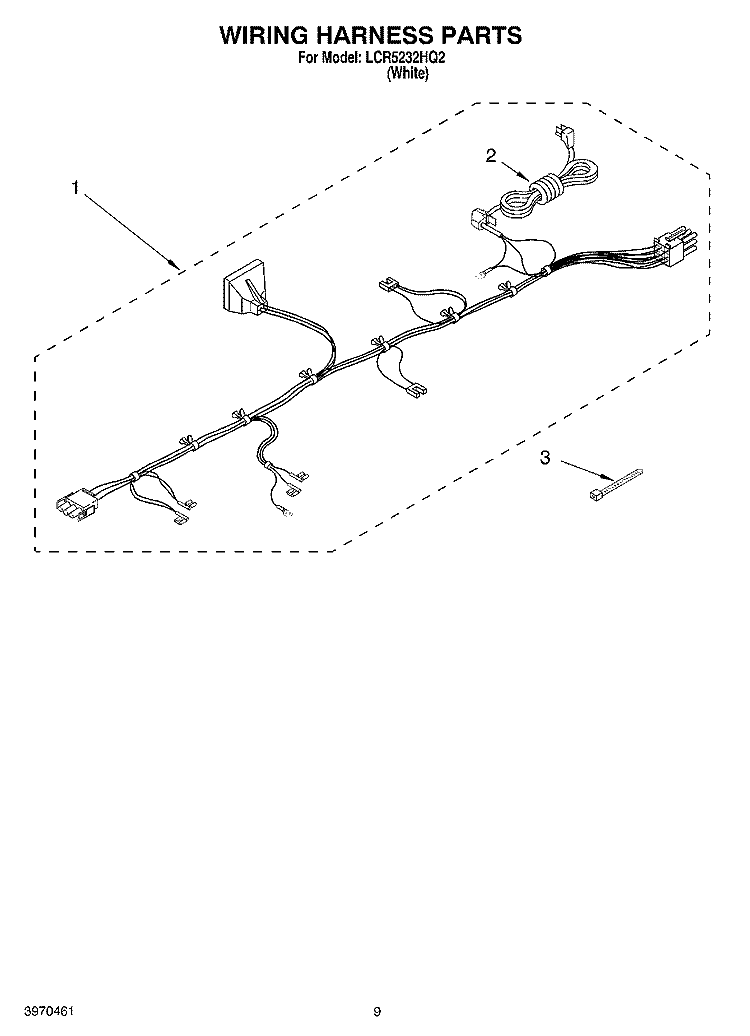 WIRING HARNESS PARTS Diagram and Parts List for LCR5232HQ2  Whirlpool Washer