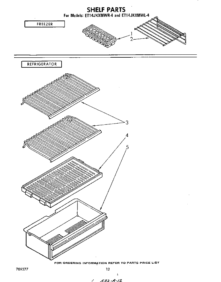 SHELF Diagram and Parts List for ET14JKXMWR4  Whirlpool Refrigerator