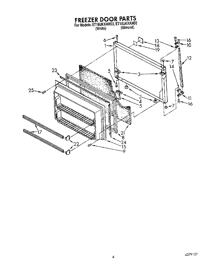 FREEZER DOOR Diagram and Parts List for ET18UKXAN00  Whirlpool Refrigerator