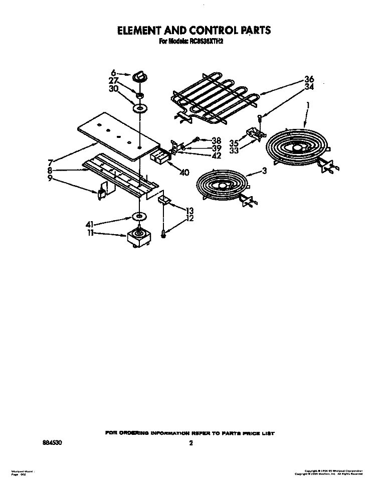 SECTION Diagram and Parts List for RC8536XTB2  Whirlpool Cooktop
