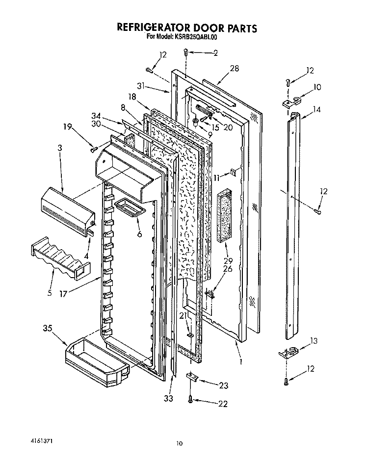 REFRIGERATOR DOOR Diagram and Parts List for KSRB25QABL00  KitchenAid Refrigerator