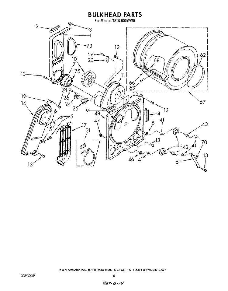 SECTION Diagram and Parts List for TEDL600WW0  Whirlpool Dryer