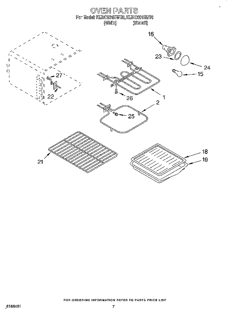OVEN Diagram and Parts List for KERC601HWH0  KitchenAid Range
