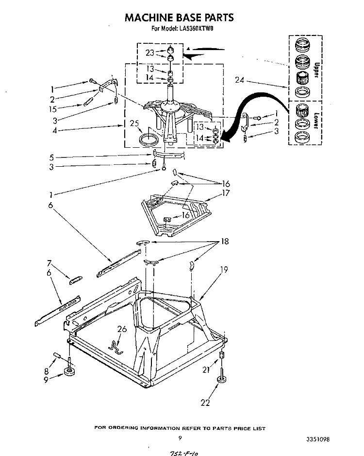 MACHINE BASE Diagram and Parts List for LA5360XTG0  Whirlpool Washer