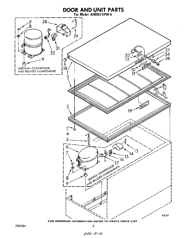 SECTION Diagram and Parts List for EH09EFXPW5  Whirlpool Freezer